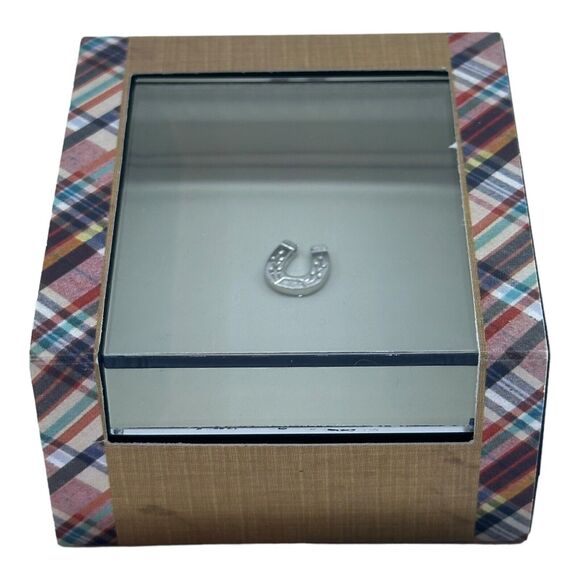 Men's Lucky Horseshoe Tie Tack Silvertone Pin A Novel Idea Graduation Wedding - Picture 5 of 5